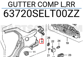 Honda 63720SELT00ZZ GUTTER COMP L,RR