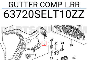 Honda 63720SELT10ZZ GUTTER COMP L,RR