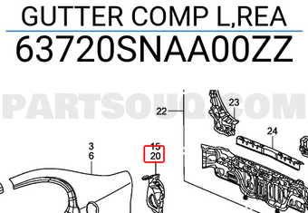 Honda 63720SNAA00ZZ GUTTER COMP L,REA