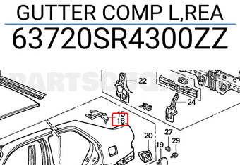 Honda 63720SR4300ZZ GUTTER COMP L,REA