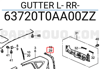Honda 63720T0AA00ZZ GUTTER L- RR