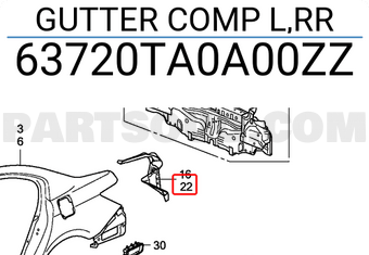 Honda 63720TA0A00ZZ GUTTER COMP L,RR