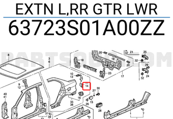Honda 63723S01A00ZZ EXTN L,RR GTR LWR