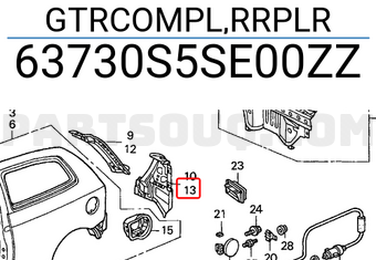 Honda 63730S5SE00ZZ GTRCOMPL,RRPLR