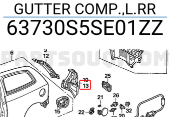 Honda 63730S5SE01ZZ GUTTER COMP.,L.RR