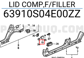 Honda 63910S04E00ZZ LID COMP,F/FILLER