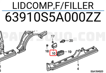 Honda 63910S5A000ZZ LIDCOMP,F/FILLER