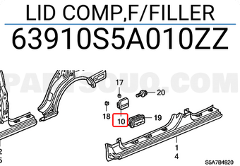 Honda 63910S5A010ZZ LID COMP,F/FILLER