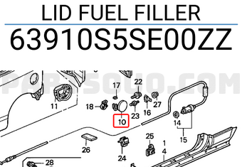 Honda 63910S5SE00ZZ LID FUEL FILLER