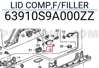 Honda 63910S9A000ZZ LID COMP,F/FILLER