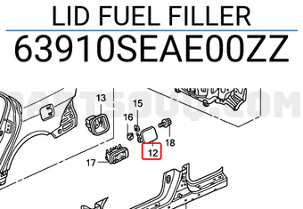 Honda 63910SEAE00ZZ LID FUEL FILLER
