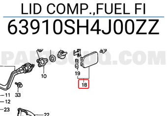 Honda 63910SH4J00ZZ LID COMP.,FUEL FI