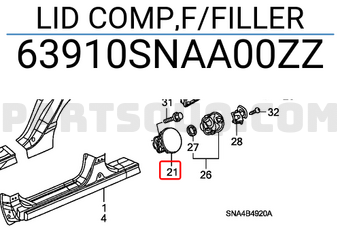 Honda 63910SNAA00ZZ LID COMP,F/FILLER
