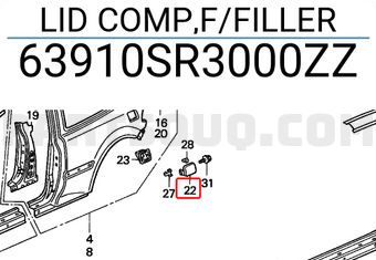 Honda 63910SR3000ZZ LID COMP,F/FILLER