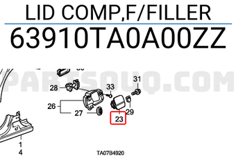 Honda 63910TA0A00ZZ LID COMP,F/FILLER