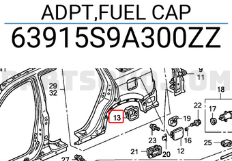 Honda 63915S9A300ZZ ADPT,FUEL CAP