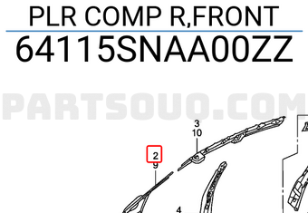 Honda 64115SNAA00ZZ PLR COMP R,FRONT
