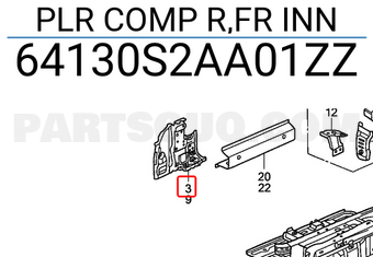 Honda 64130S2AA01ZZ PLR COMP R,FR INN