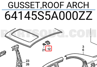 Honda 64145S5A000ZZ GUSSET,ROOF ARCH