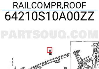 Honda 64210S10A00ZZ RAILCOMPR,ROOF
