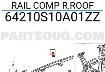 Honda 64210S10A01ZZ RAIL COMP R,ROOF