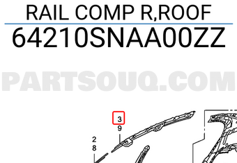 Honda 64210SNAA00ZZ RAIL COMP R,ROOF