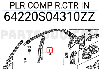 Honda 64220S04310ZZ PLR COMP R,CTR IN