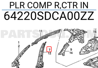 Honda 64220SDCA00ZZ PLR COMP R,CTR IN