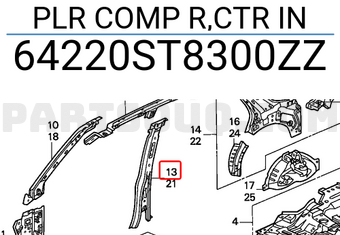 Honda 64220ST8300ZZ PLR COMP R,CTR IN