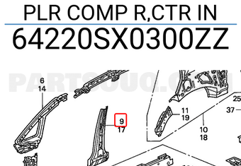 Honda 64220SX0300ZZ PLR COMP R,CTR IN