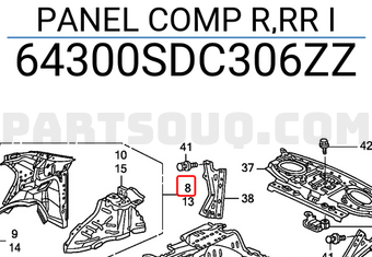 Honda 64300SDC306ZZ PANEL COMP R,RR I