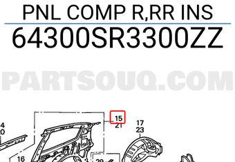 Honda 64300SR3300ZZ PNL COMP R,RR INS
