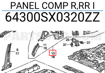 Honda 64300SX0320ZZ PANEL COMP R,RR I