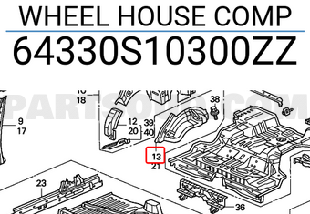 Honda 64330S10300ZZ WHEEL HOUSE COMP