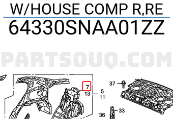 Honda 64330SNAA01ZZ W/HOUSE COMP R,RE