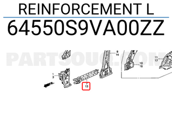 Honda 64550S9VA00ZZ REINFORCEMENT L