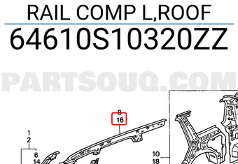 Honda 64610S10320ZZ RAIL COMP L,ROOF