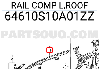 Honda 64610S10A01ZZ RAIL COMP L,ROOF