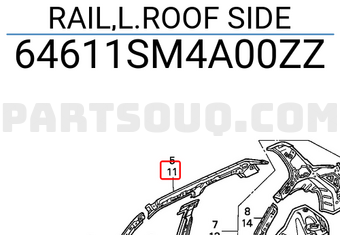 Honda 64611SM4A00ZZ RAIL,L.ROOF SIDE