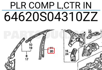 Honda 64620S04310ZZ PLR COMP L,CTR IN