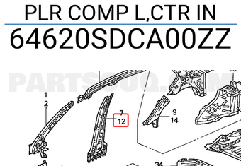 Honda 64620SDCA00ZZ PLR COMP L,CTR IN