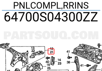 Honda 64700S04300ZZ PNLCOMPL,RRINS
