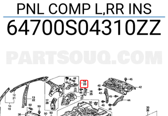 Honda 64700S04310ZZ PNL COMP L,RR INS