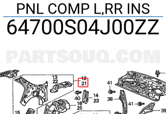 Honda 64700S04J00ZZ PNL COMP L,RR INS
