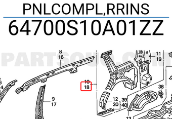 Honda 64700S10A01ZZ PNLCOMPL,RRINS