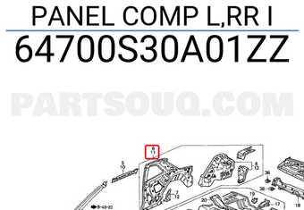 Honda 64700S30A01ZZ PANEL COMP L,RR I