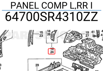 Honda 64700SR4310ZZ PANEL COMP L,RR I