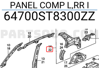 Honda 64700ST8300ZZ PANEL COMP L,RR I