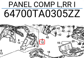 Honda 64700TA0305ZZ PANEL COMP L,RR I