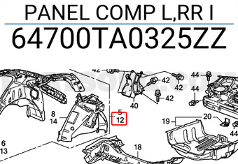 Honda 64700TA0325ZZ PANEL COMP L,RR I